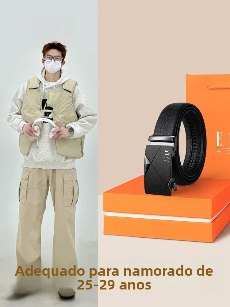 elle-homme-genuine-leather-belt-for-men-auatic-bule-waist-belt-calfskin-leather-trendy-gift-for-boyfriend-2025-new-model