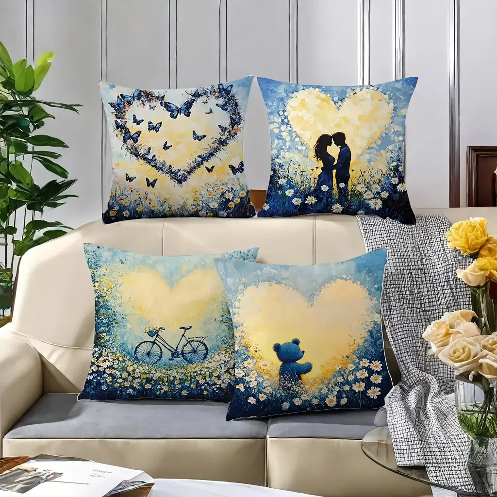 Rainy Forest Umbrella Pillow Covers Colorful Girl Nature Decorative Throw Pillow Cases, Fresh Home Decor for Sofa Bed, No Insert