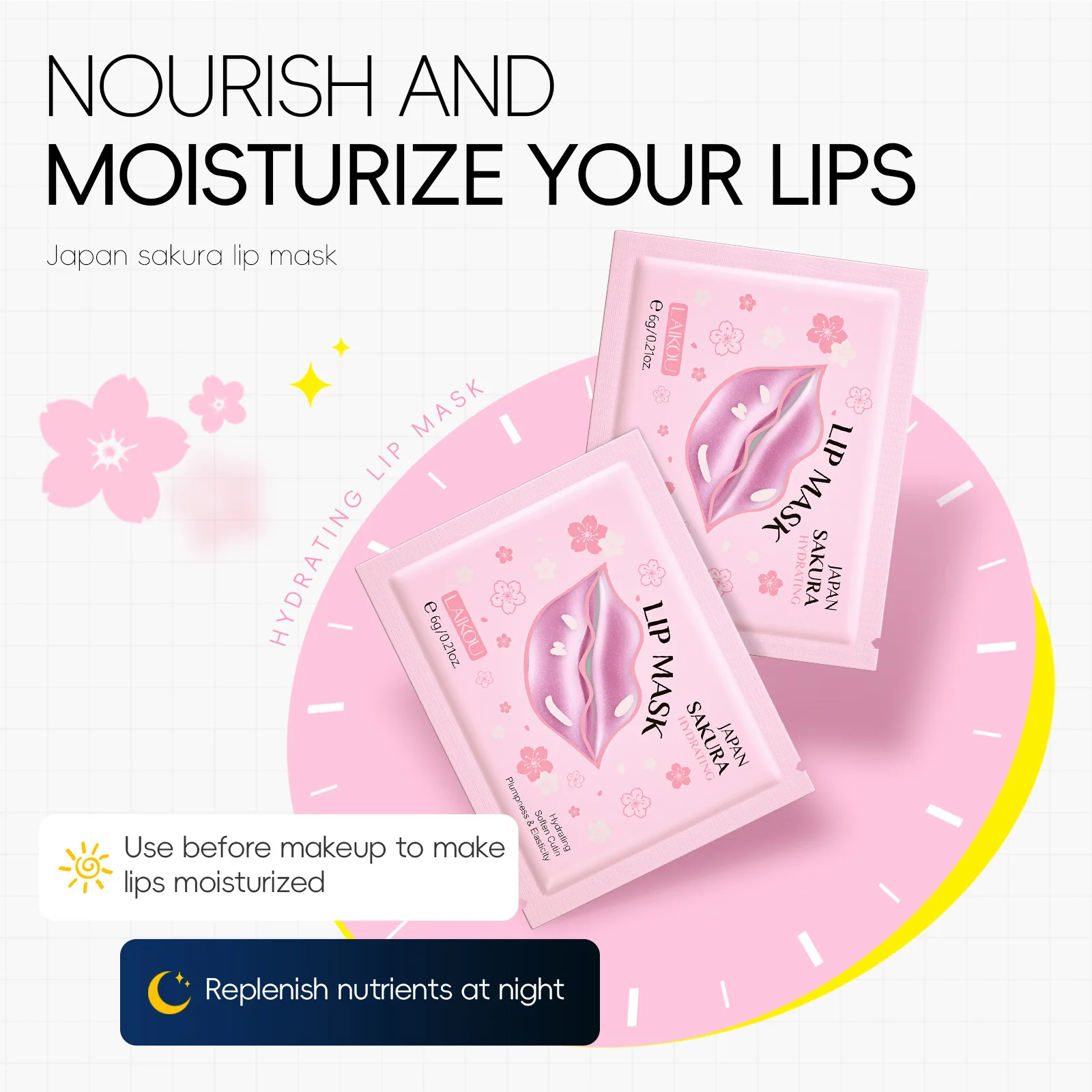 Lip Mask Hydrating Repair ลบเส้นฝ้า Lighten Lip Line Moisturizing Collagen Gel Mask Lip Color Skin Care ผลิตภัณฑ์