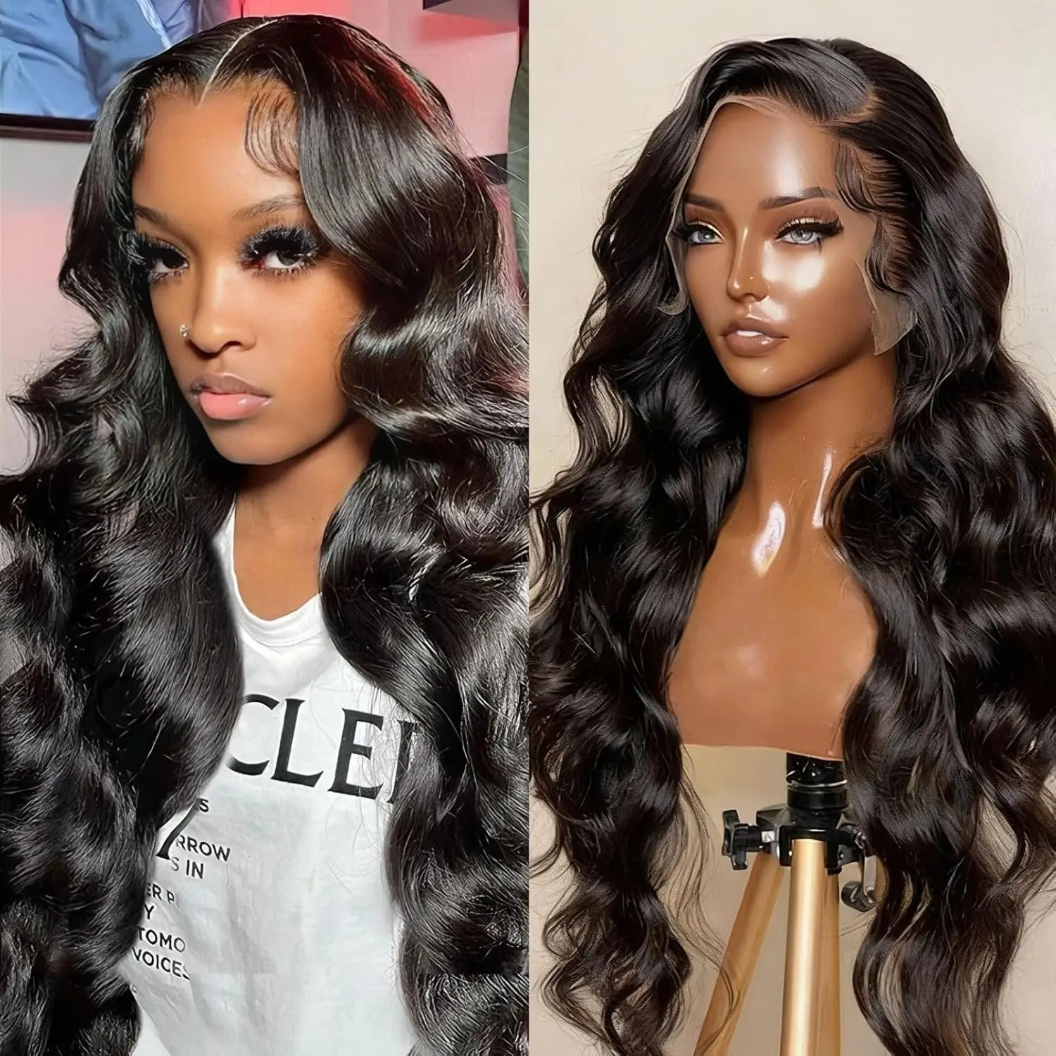 

Парик из натуральных волос Body Wave с HD-кружевной передней частью 13x4/13x6, предварительно выщипанный, 20-46 дюймов, для чернокожих женщин