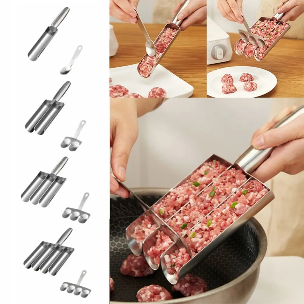 

Форма для изготовления мясных шариков из нержавеющей стали, легкосъемная прочная ручная машина для изготовления фрикаделек с лопаткой, антипригарный инструмент для изготовления фрикаделек