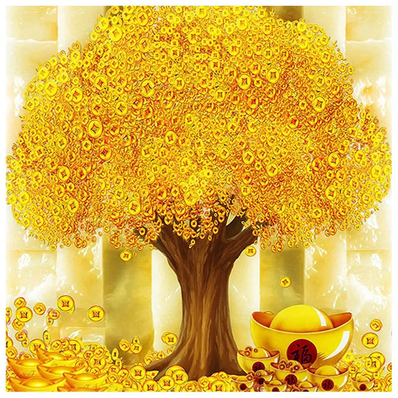 30X40cm Round Full Roud Drill Money Tree Fortune Tree Diamond Painting Diamond Painting Wall Decor Promotion