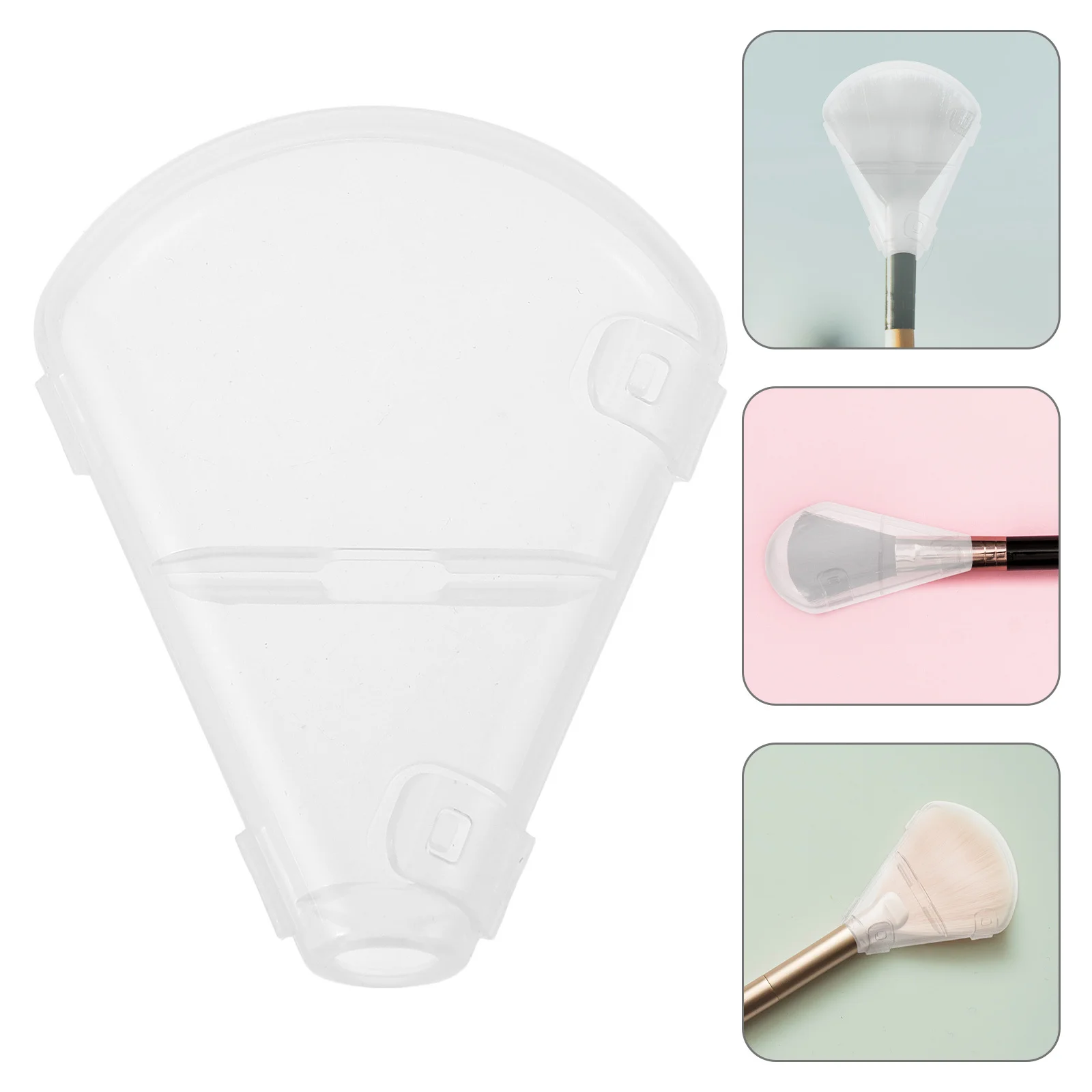 

10Pcs Transparent Plastic Makeup Brush Protective Covers Fan Shape Brush Head Caps Dustproof Waterproof Easy Clean Storage
