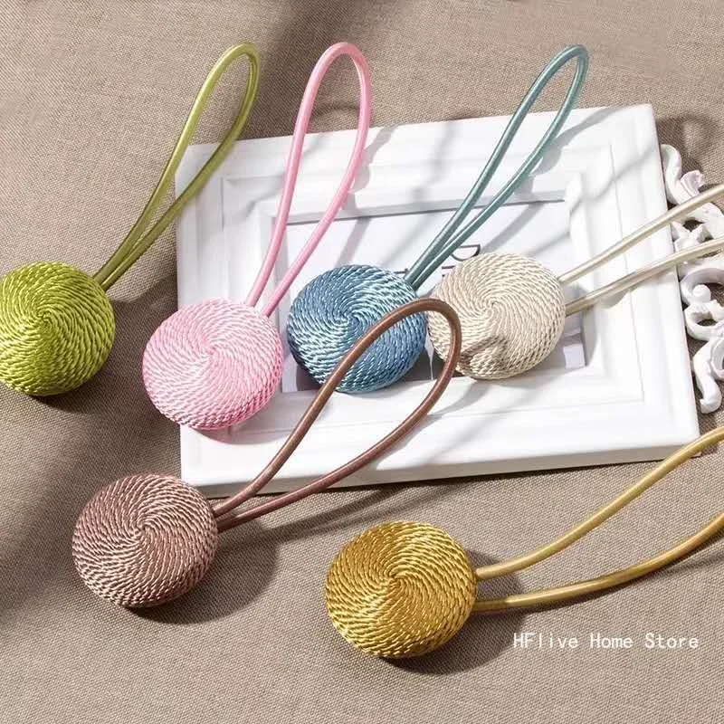 1Pc Macaron Color Curtain Tieback Magnet Curtains Accessories Magnetic Curtain Holder Buckles Rope Curtain Cilp Strap