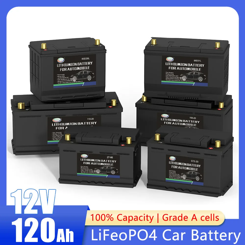 12V LiFePO4 Lithium Car Battery Automotive Starting Battery Jump Starter with BMS Start-stop Batteria High Power Lightweight