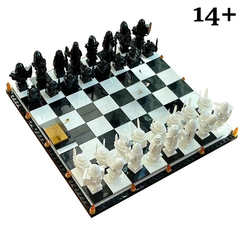 

876PCS Magic Academy International Chess Building Blocks With 3 Figures Assemble Bricks Education Toys Adult Kid Gift