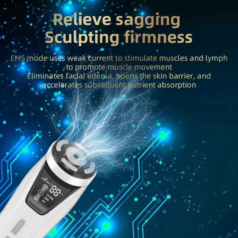 EMS Face Lifting Massager Facial Microcurrents Facial Massager LED Light Therapy Skin Tighten Machine Anti-aging Facial Massager
