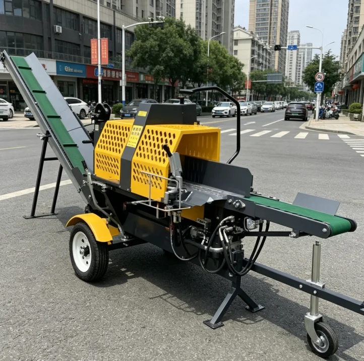 Custom Hydraulic Firewood Processor Automatic Log Splitter Trailer Mounted Lift Conveyor Wood Processing Equipment