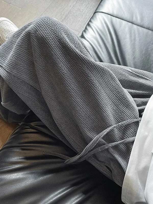 

American Style Wheat Ear Pattern Knitted Straight Leg Sweatpants Men Women Autumn Shinyel Knit Design Heavyweight Pants