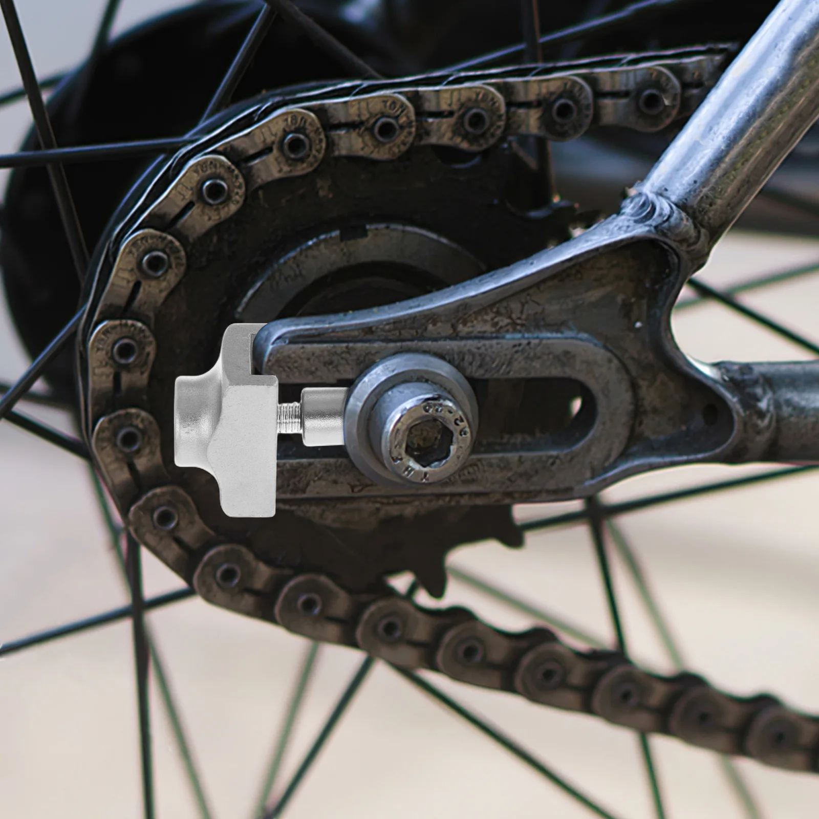 

Bicycle Chain Adjuster Tensioner Tool Silver for Bike Easy Use Sturdy Durable Lightweight Wide Compatibility