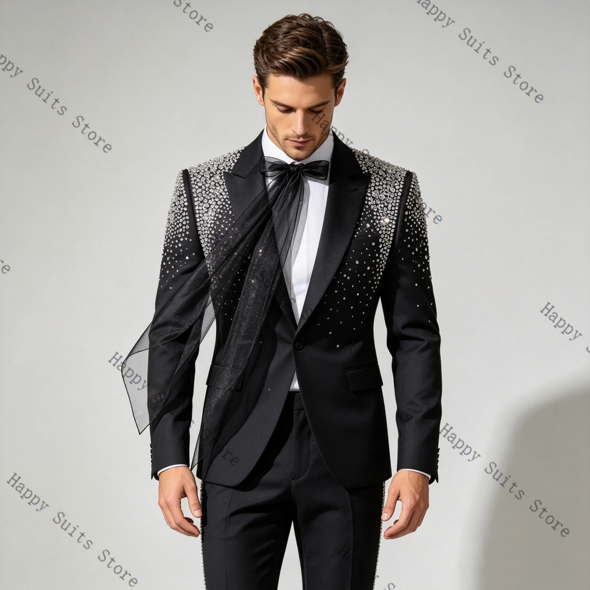 Crystals Men Suit Set 2 Pcs Bo - Men'S Formal Wear Bow Ties review and price