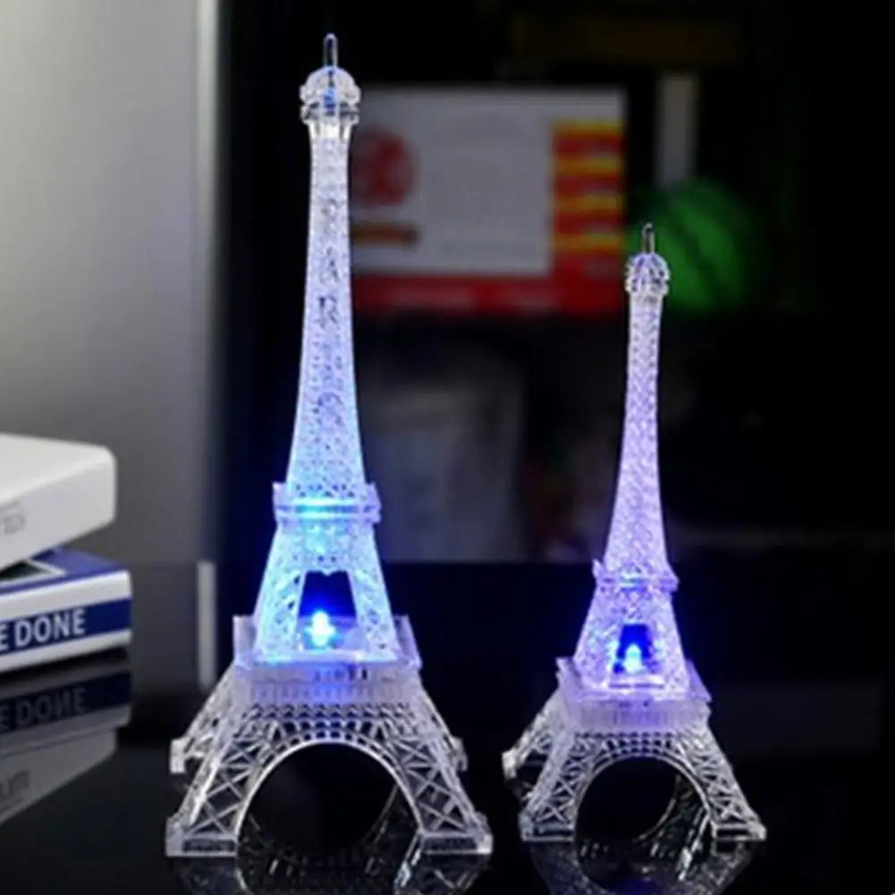 

【 Ready Stock 】Colorful Romantic Eiffel Tower LED Night Light Desk Wedding Bedroom Decorate Lamp Child Gift