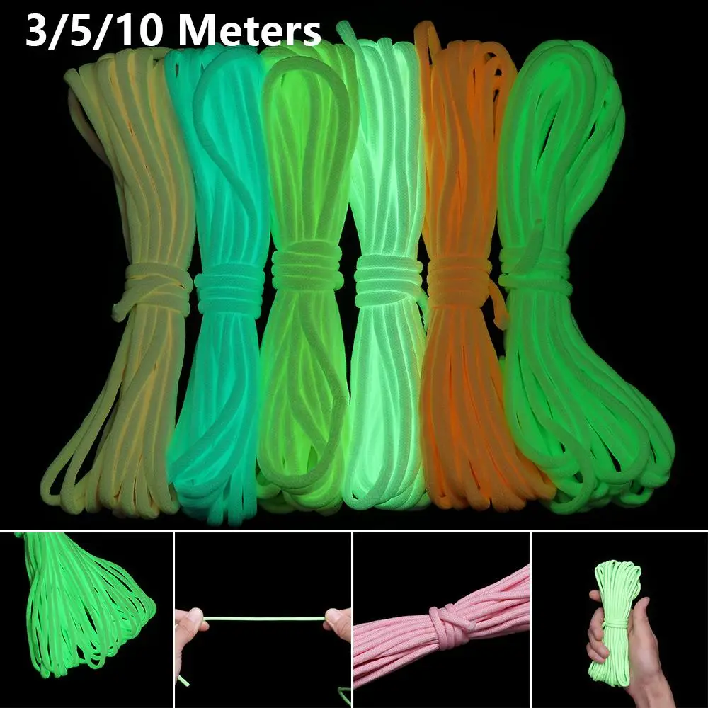 3/5/10 Meters Hot Camping Equipment 7Strands Paracord Cords Survival Paracord Lanyard Ropes Camp Glow Paracords Luminous Rope