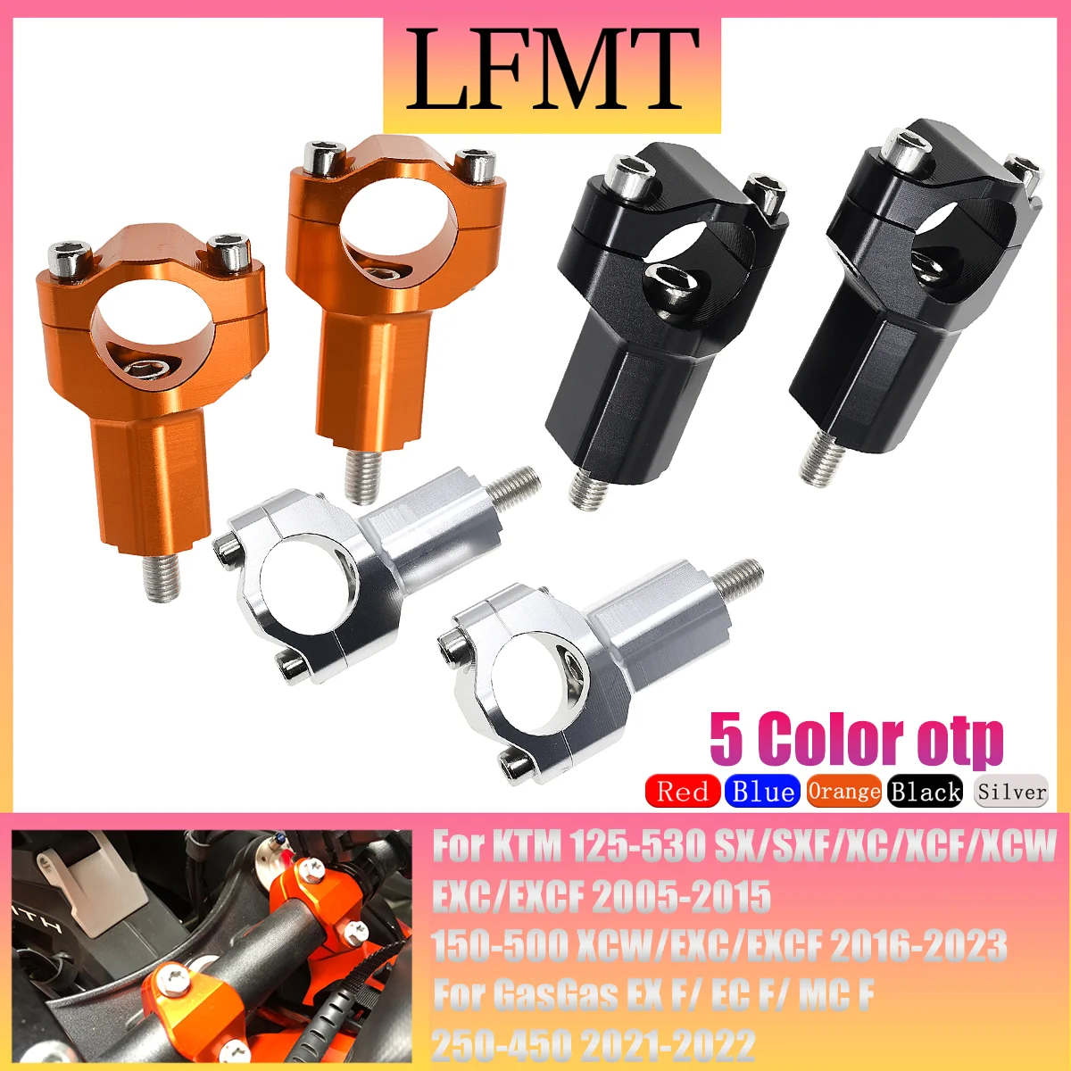 

Motorcycle 55mm CNC Handlebar Riser Bar Clamp Mount For Husqvarna GASGAS KTM EXC EXCF SX SXF SXS XC XCF 125 200 250 350 450 530