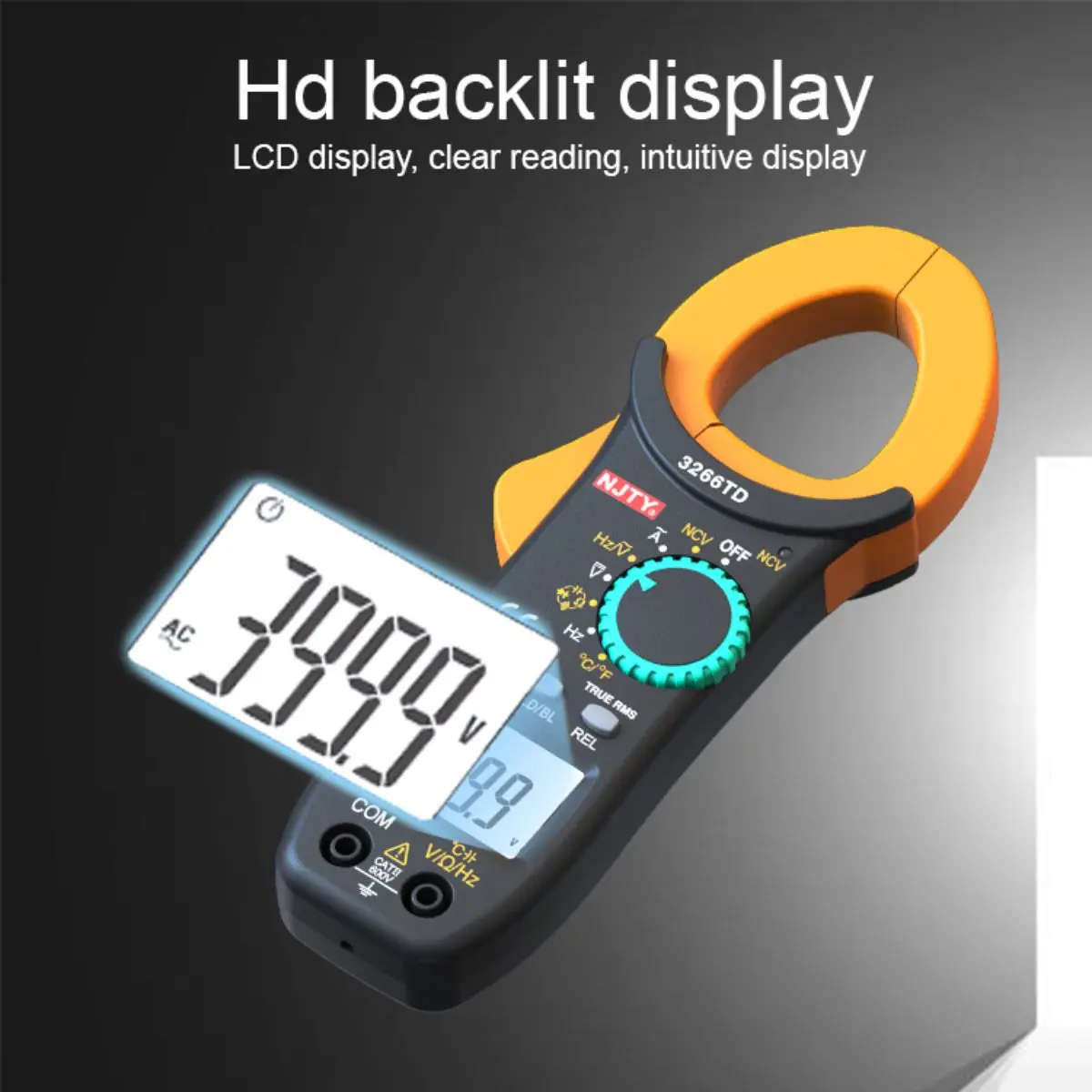 3266TD  Clamp Meter 4000 Current Tester Hz Ohm NCV AC/DC Voltage Tester Capacitance Temperature Test  Multi-function Instrument