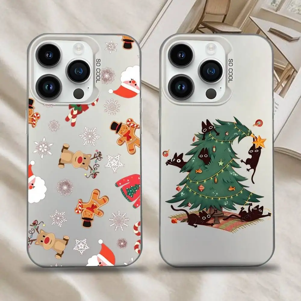 

Cute Christmas Tree Snowman Phone Case For iPhone 17,16,15,14,13,12,11,Mini,Pro,SE,MAX White Matte Shockproof Cover