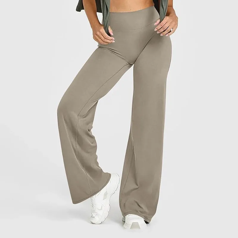 High Quality Yoga Wide-Leg Pants for Women High Waist Stretchy Running Gym Pilates Leggings Solid Color Loose Sports Leggings