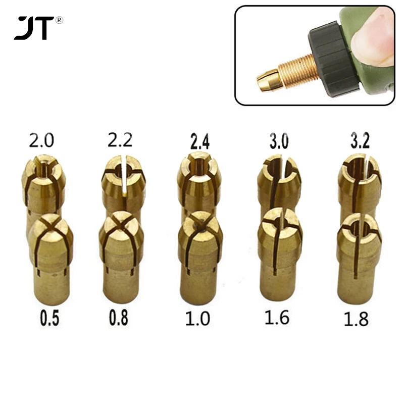 7Pcs/12pcs Brass Collet Mini Drill Chucks For Electric Motor Shaft Drill Bit Tool Chuck Adapter Quick Release Keyless Bit Adapt