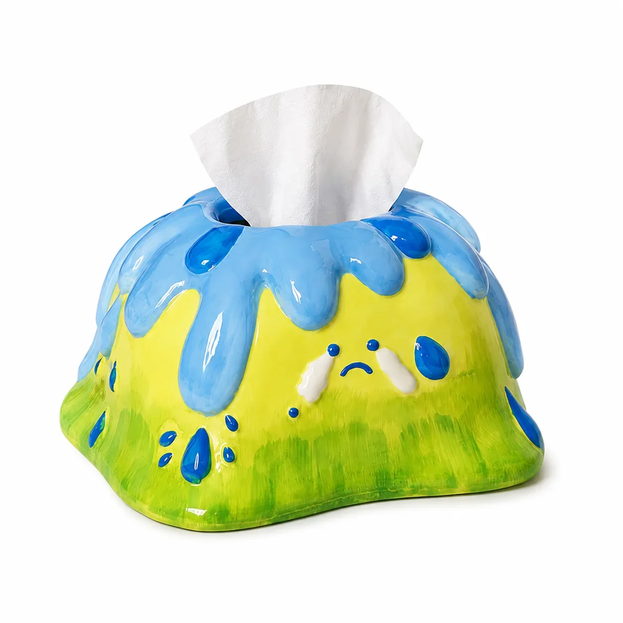 Creative Cute Slime Volcano Ceramic Tissue Box, Living Room Coffee Table Desktop Decoration Napkin Box High-Value Ornament