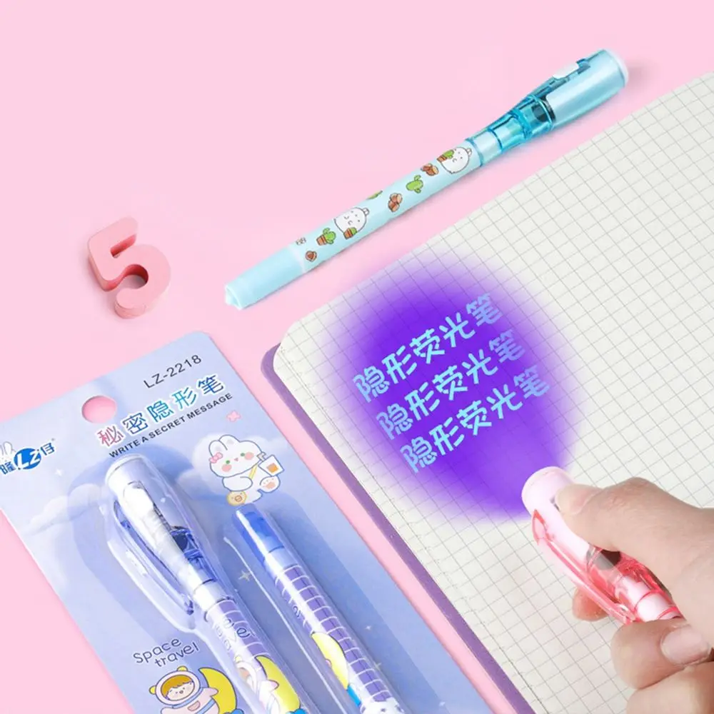 Mysteriously Disappearing Invisible Pen With Refills With Small Light Led UV Lamp Secret Message Pen Gel Pen Double Head