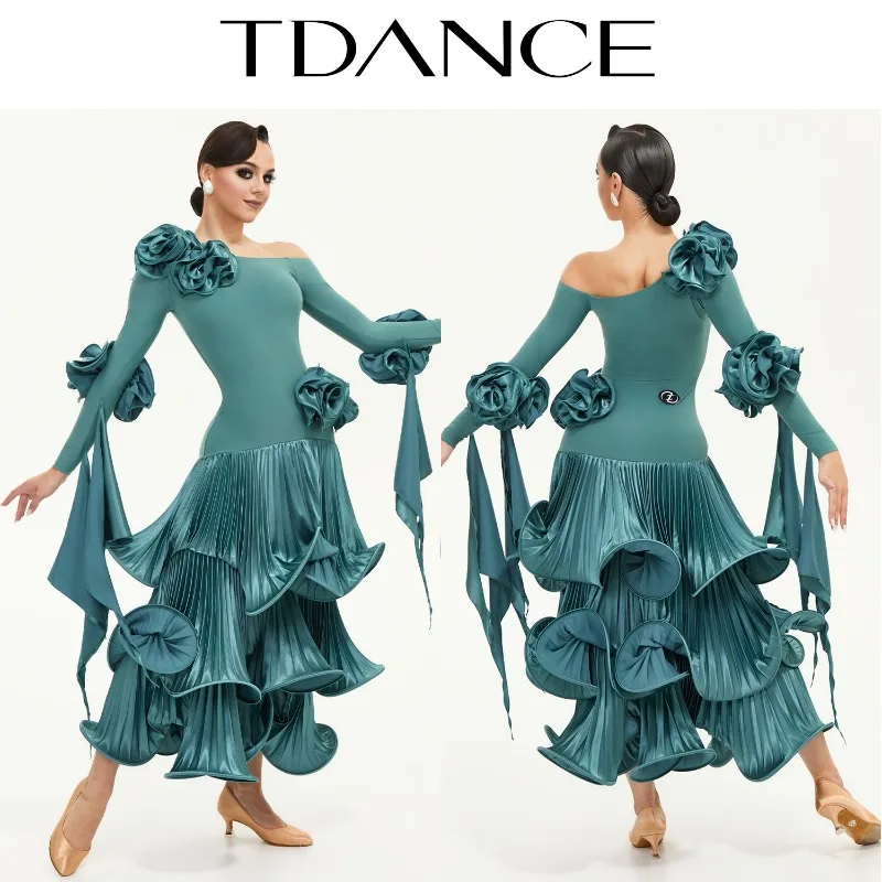 

Customized International Tango Standard Dance Modern Dance Costume Performance Dresses Flower Dress