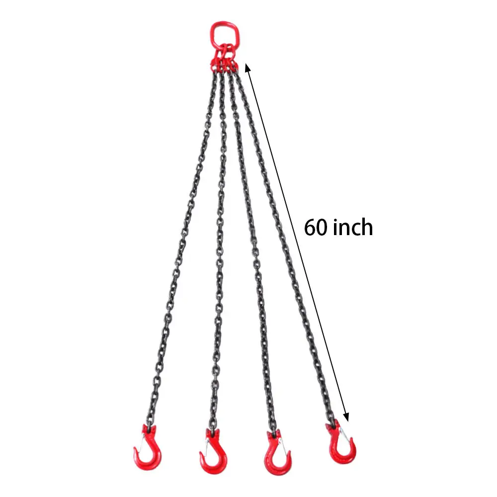Estilingue de corrente de elevação de 1,5 mtr x 4 pernas 8 mm 5 toneladas com gancho de aço