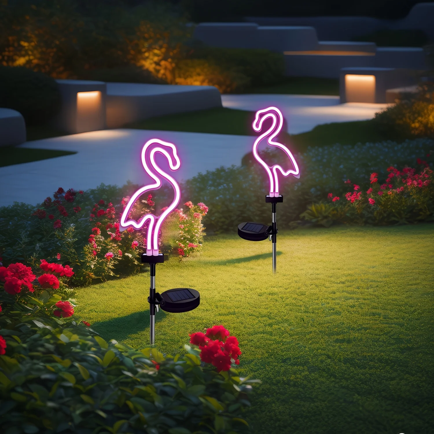 

2Pcs Waterproof Solar Garden Stake Light Outdoor Neon Solar Pathway Light for Lawn Patio Yard Walkway Landscape Decorative Lamp