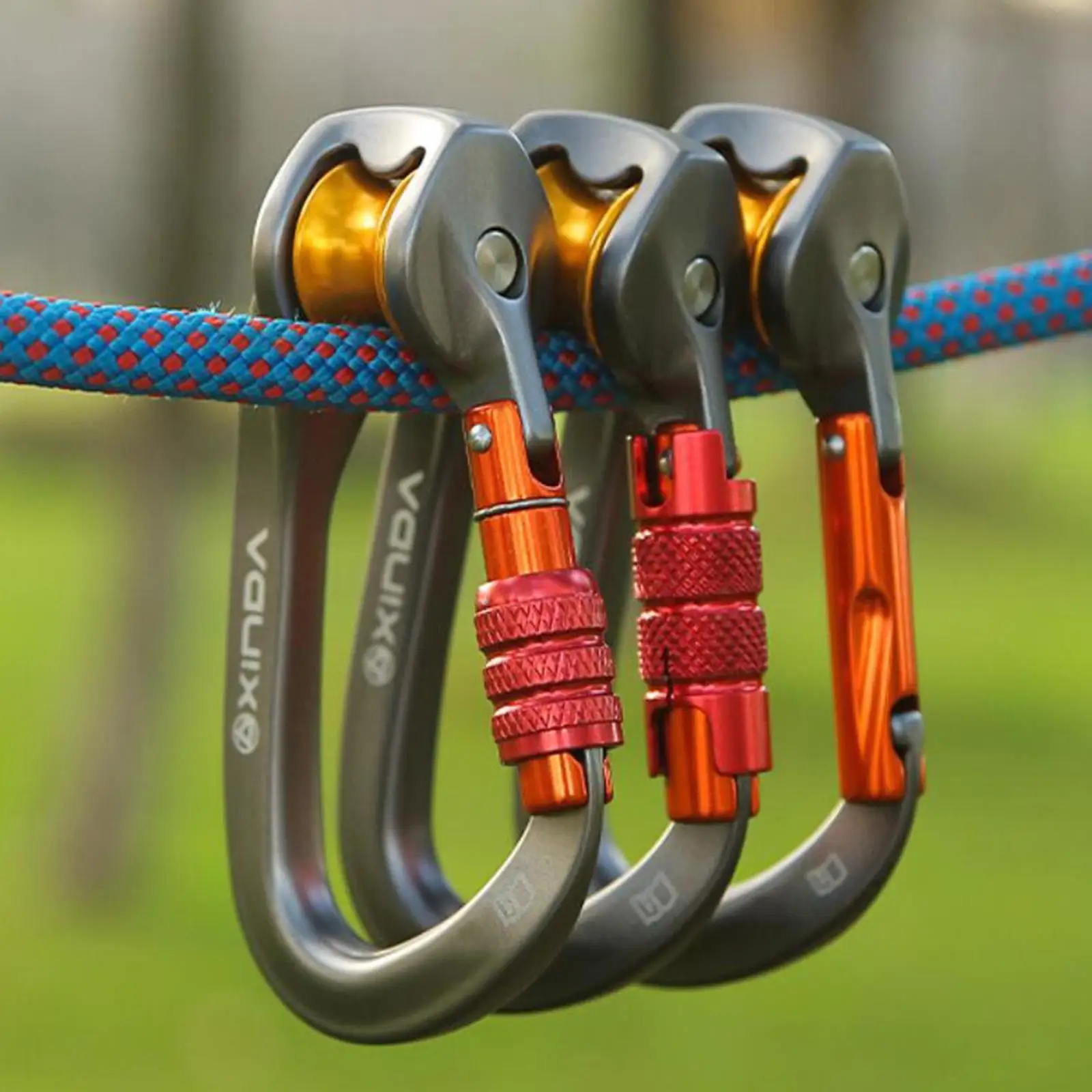 Locking Carabiner Mountaineering Equipment D-Ring Climbing Accessories Pulley Hook Bearing Karabiner Buckle Camping Lock