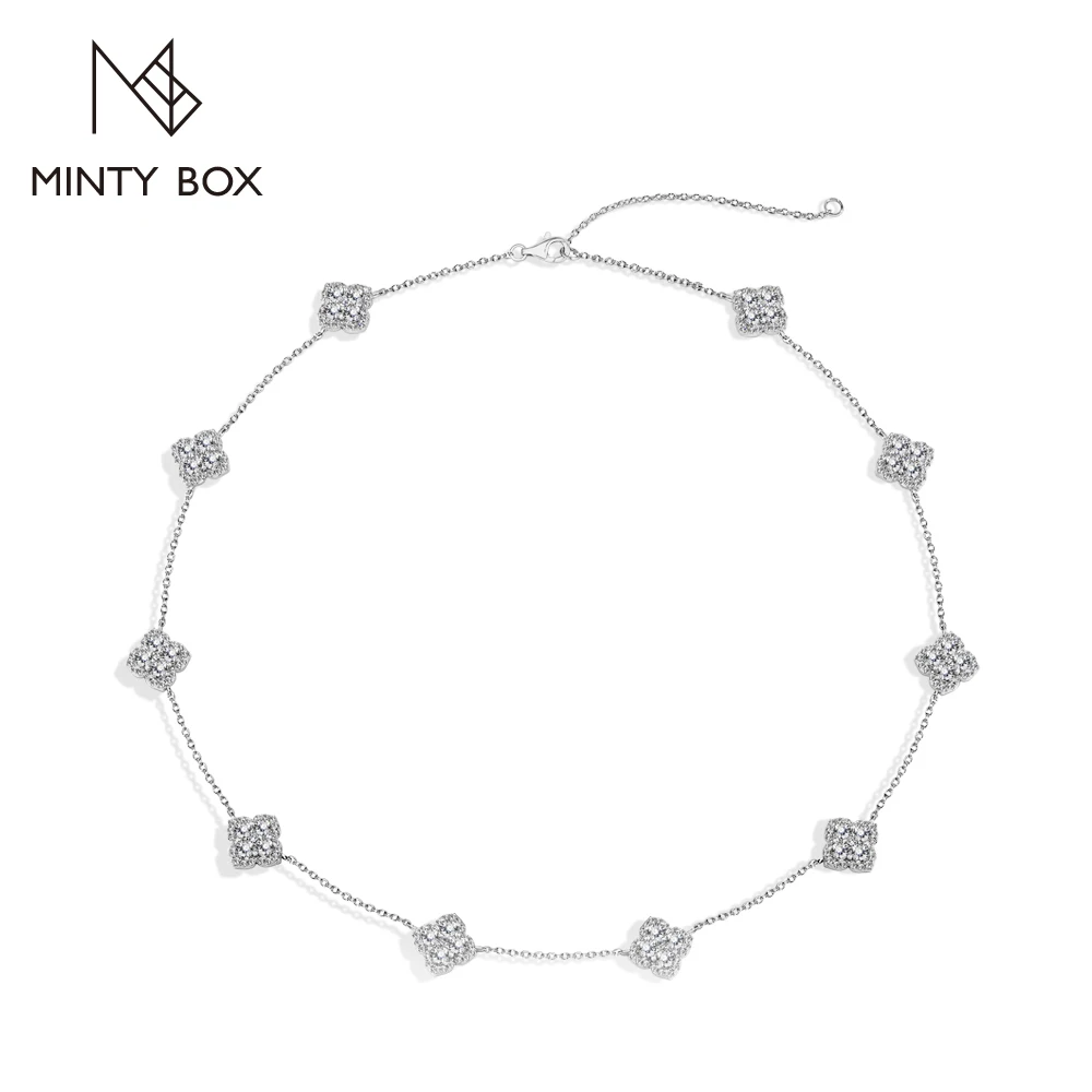 MINTYBOX Flower Dvvs1 Moissanite Necklaces S925 Silver Classic Wedding Necklace for Women Luxury Party Jewelry Pass Diamond Test