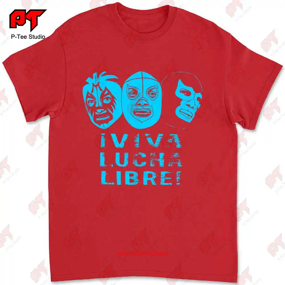 Viva Lucha Libre Mil Mascaras El Santo Blue Demon Mask Wrestling T-shirt 88G4