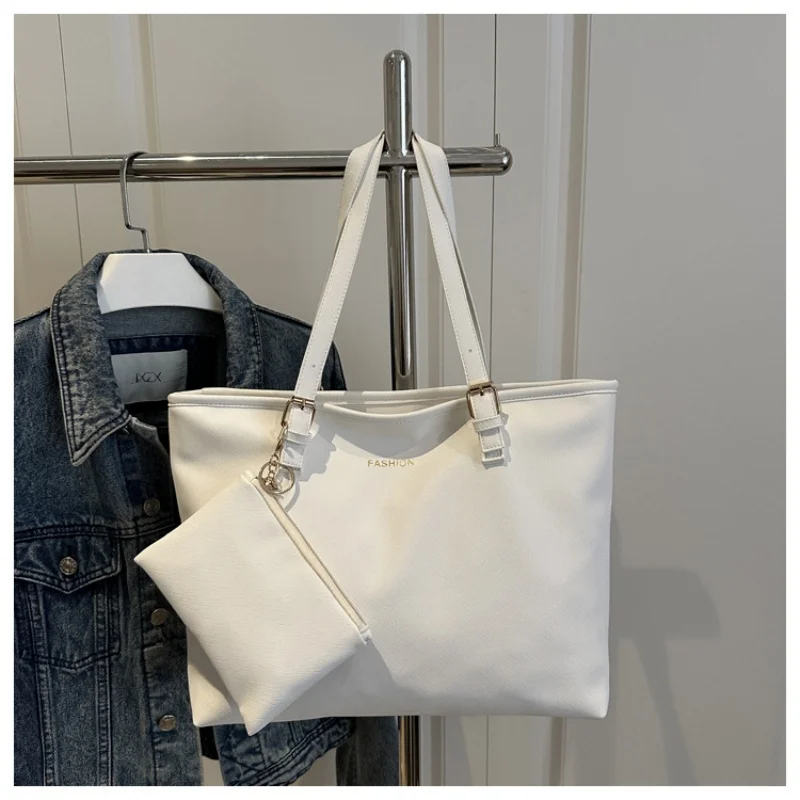 

Tote Bags Simple and large-capacity fashion shoulder women's bag solid color minimalist style fashion tote bag travel light