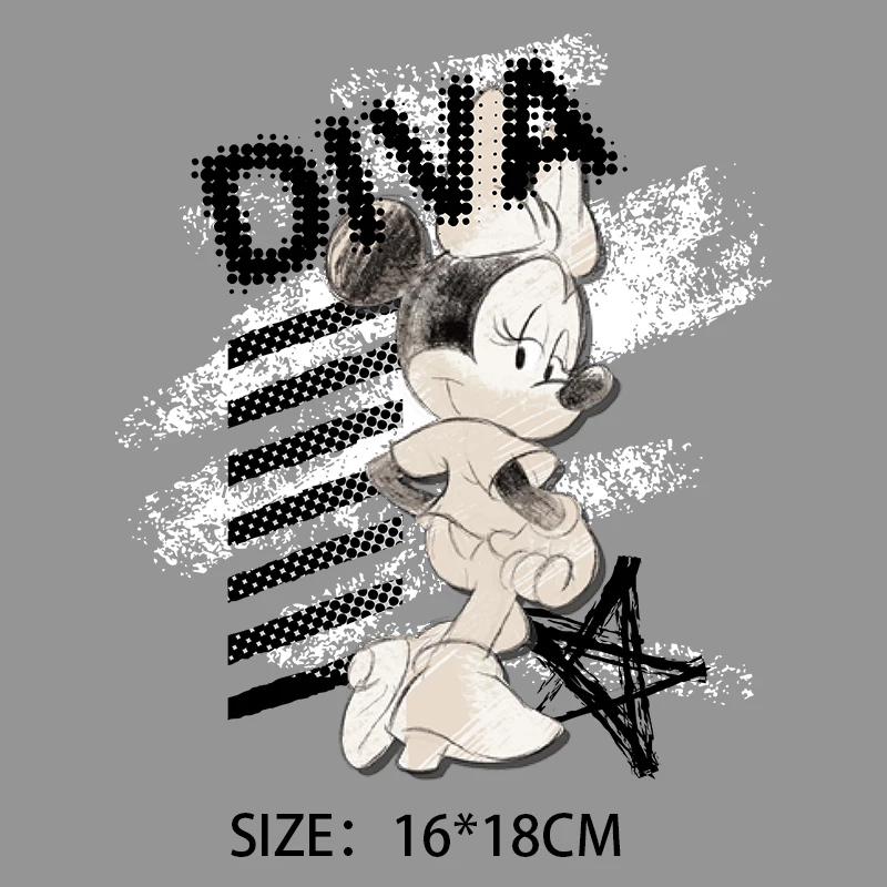 Disney Mickey Minnie Patches for Clothing on Kids Girls Clothes DIY Hoodies Thermal Transfer Printing DIY Custom Stickers Decor