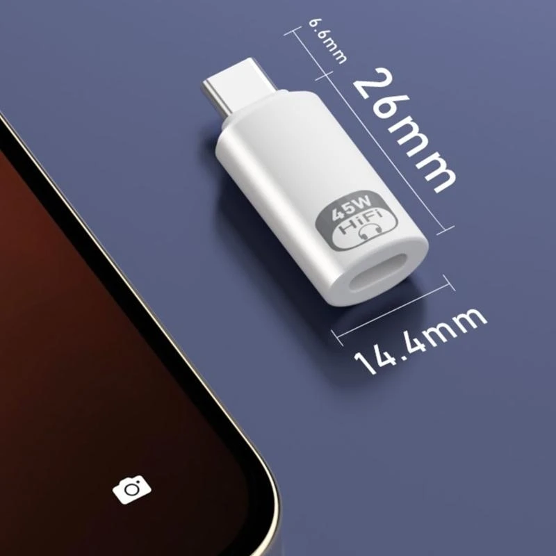 النوع C من الذكور إلى Lightnings أنثى محول USB C Extender لـ PD45W شحن سريع الاستماع واتصل بنقل البيانات 480MBPS