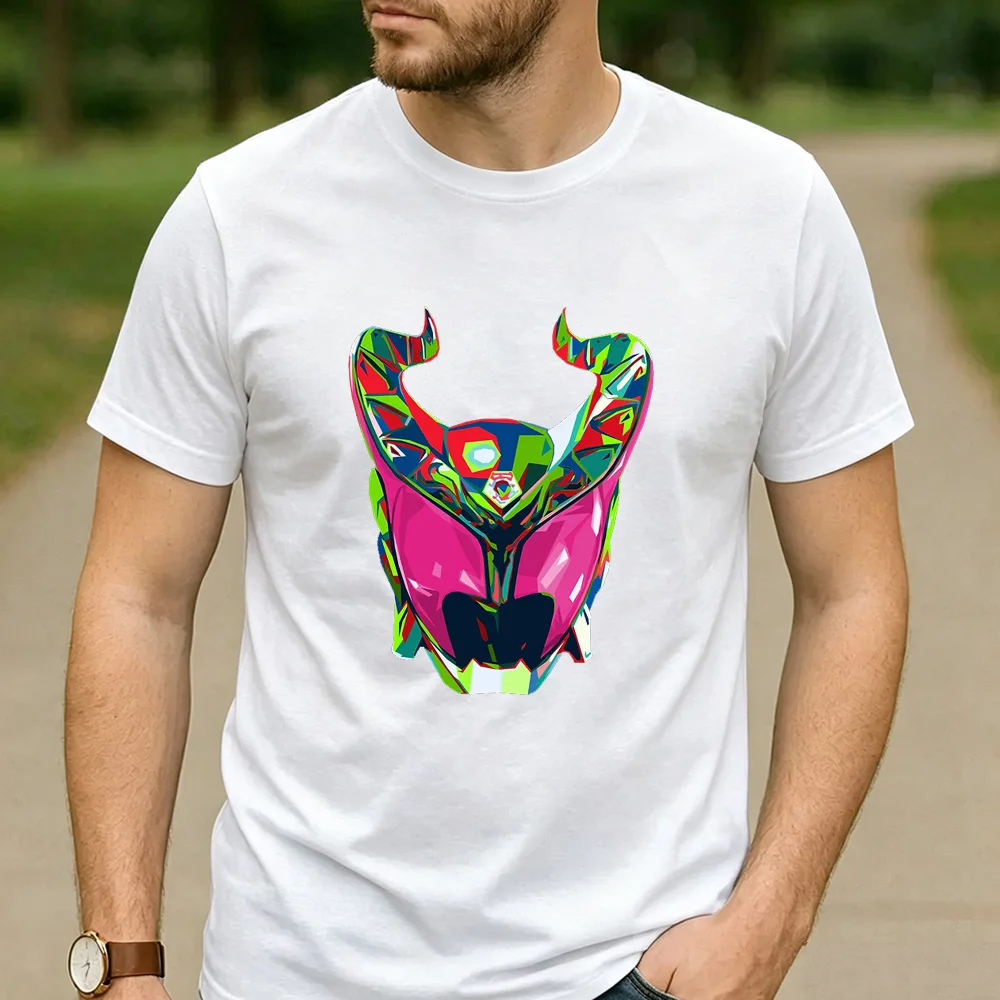 Japanese Tokusatsu Graphic T Shirt Kamen Rider Pop Art Helmet Print Unisex Oversized Loose Cotton Streetwear Tops