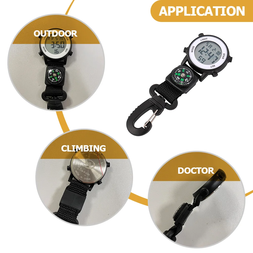 Multi-function Wall Watch Nurse Men's Watches Band Digital Carabiner Nylon Strap Pocket Travel