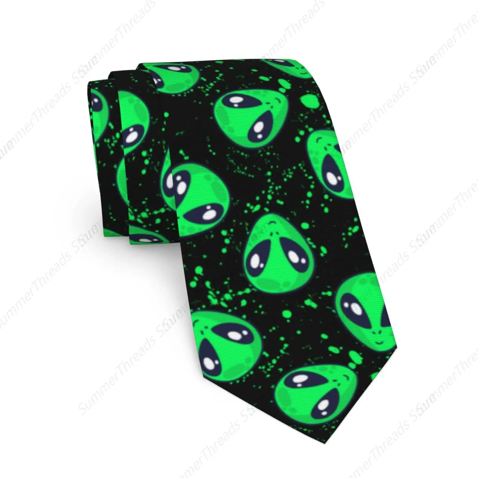 Tie Mania Mens Alien in Santa Hat Christmas Necktie Blue One Size Neck Tie