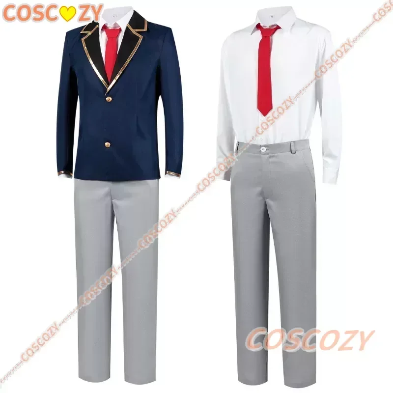 Anime oshi no ko aqua cosplay kostüm perücke hoshino aku amarin jacke hose blau uniform event anime party männer outfit anzug