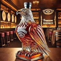 Creative Wolf Head Whiskey Bottle High Borosilicate Glass Eagle Vodka Liquor Decanter Animal Shape Unique Design Gift for Bar