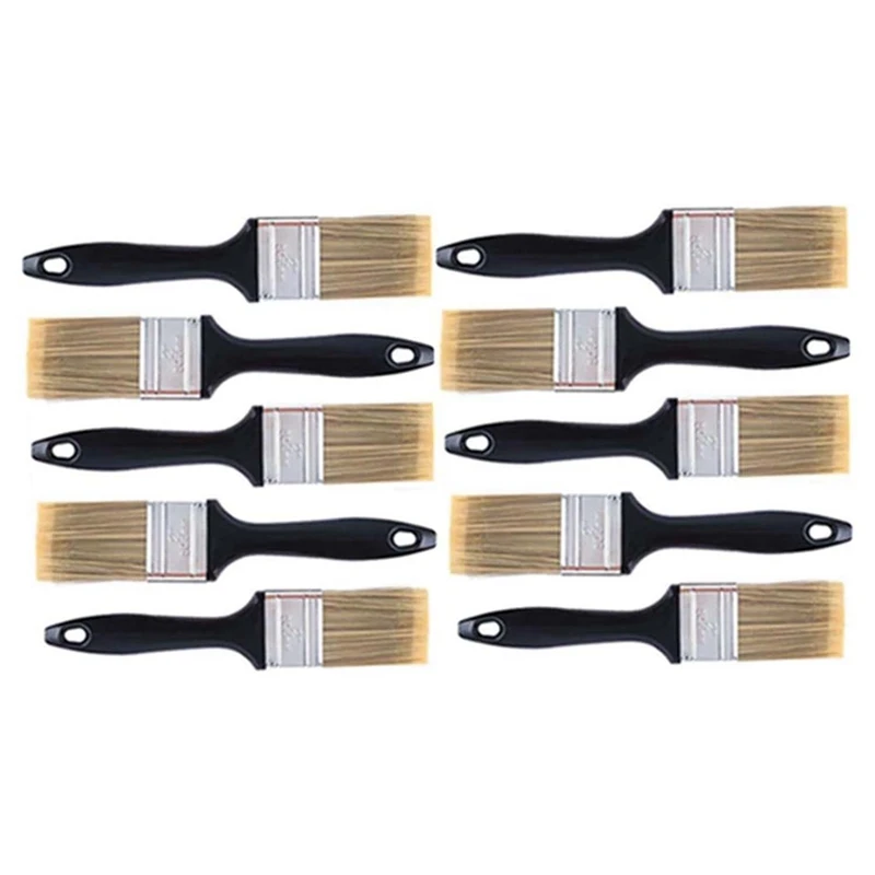 

Hot 10 Pieces 2 Inch Paint Brush,Flat Paint Brushes Professional Paint Tools With Treated Plastic Handle For DIY Paint