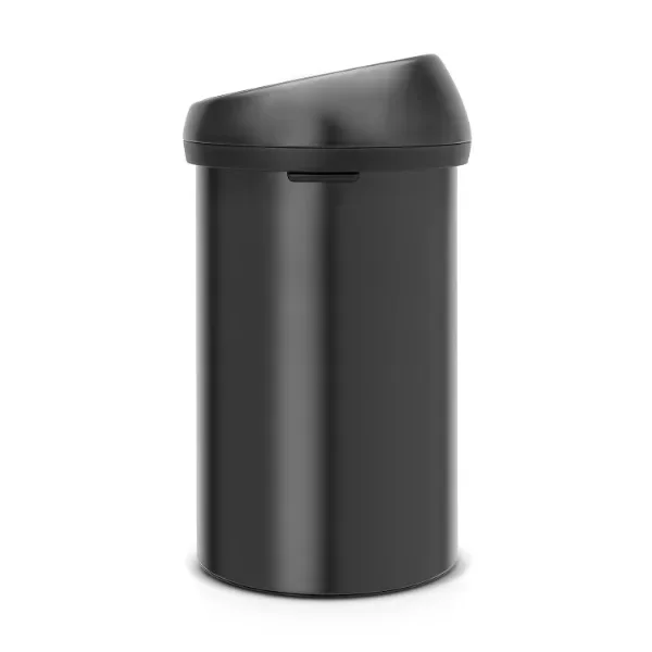 Brabantia 16 Gallon Large Kitchen Touch Top Trash Can (Matt Black) Removable Lid, Soft-Touch Open Garbage Can