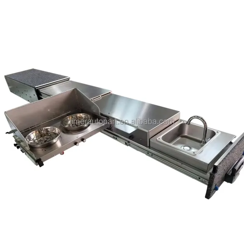

The Camper Slides Out Of The Rv Heavy- Drawer Sliding Track With Sink Cooktop Pull Out Pickup Bed Storage Kitchen System