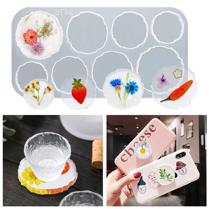 

DIY Round Coaster Silicone Mold For Epoxy Resin Placemat Tray Shelf Resin Mold Making Handmade Crafts Home Decorations