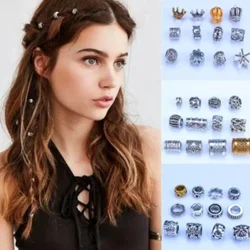 5 adet/torba Metal dekor boncuklu Beaded saç süsü örgü aksesuarları afrika Dreadlocks büyük delik boncuk Braiders Styling araçları