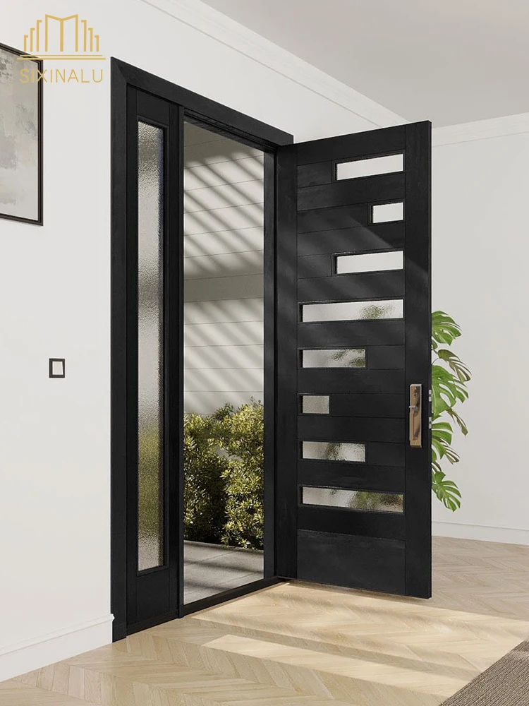

Sixinalu Front Door Villa House Gate Modern Exterior Entry Casement Security Door Fireproof Aluminum Main Entrance Pivot Doors