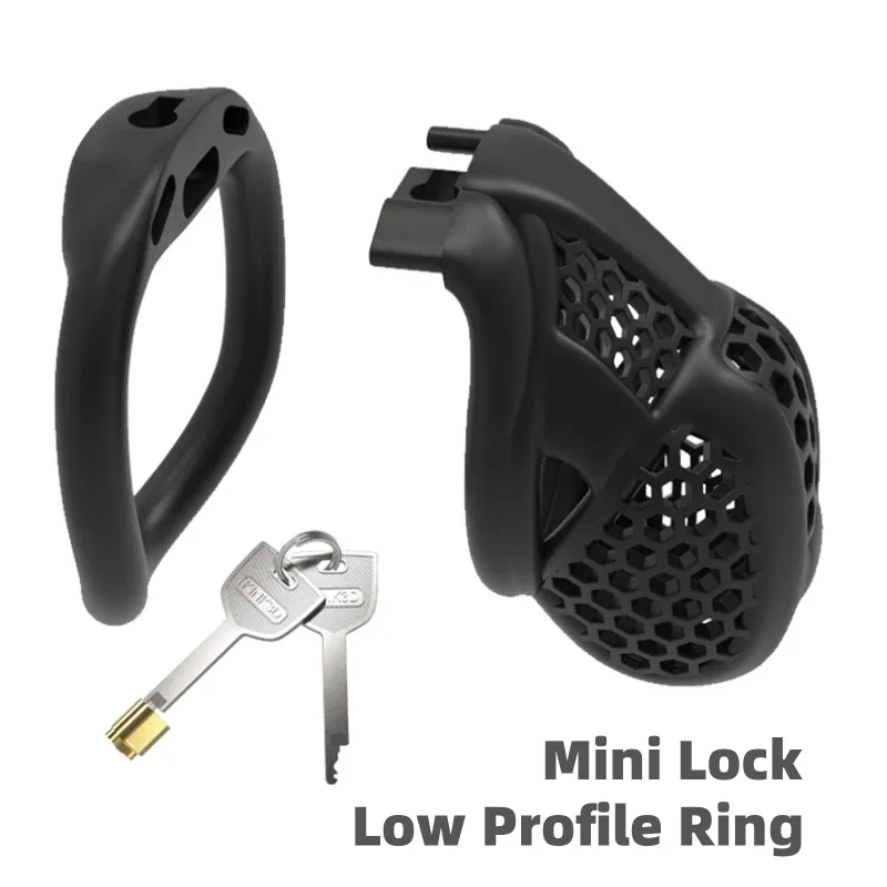 2025 NEW Beehive Pro Male Chastity Device Breathable Cock Cage Mini Lock with 4 Penis Rings Bondage Fetish Adult Sex Toy for Men