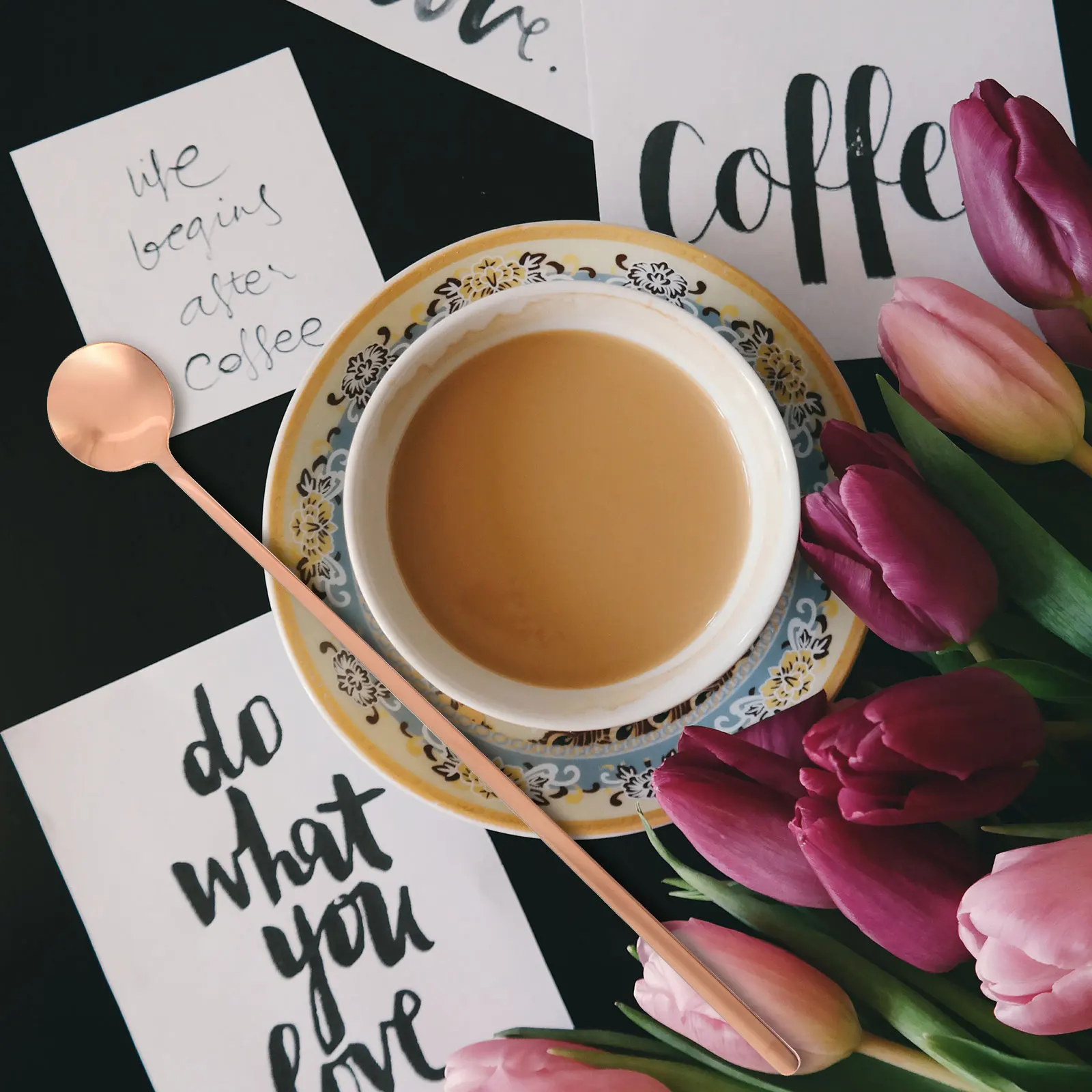 

2Pcs Stainless Steel Coffee Stirring Spoons Long Handle Dessert Spoons for Ice Cream Yogurt Cake Mixing