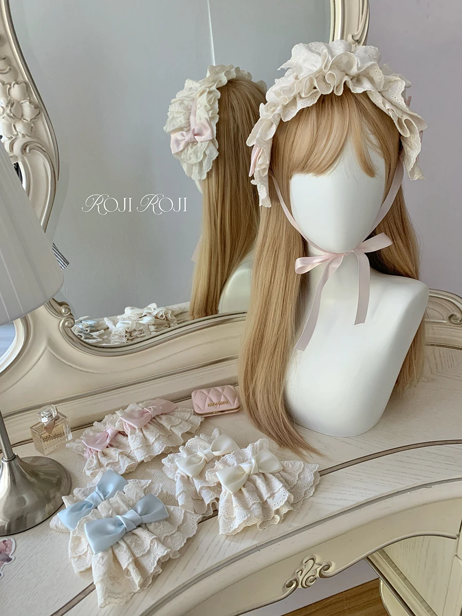 Original Lolita Generating Color Lace Hand Sleeve Women's Summer Bow Lolita Cute Big Lace Sweet
