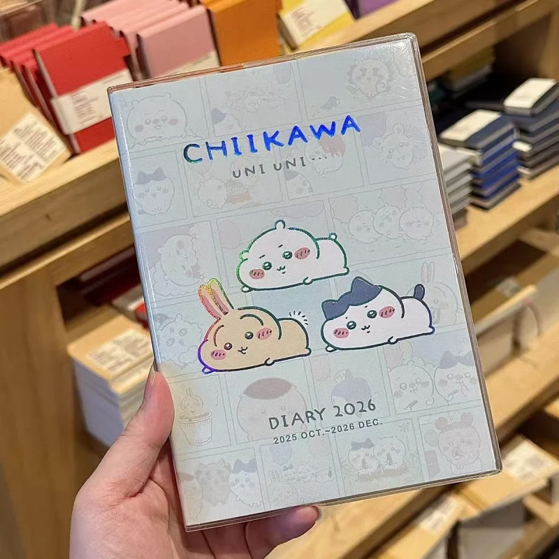 Agenda 2026 Chiikawa, planificateur mignon de dessins animés, carnet de notes hebdomadaire et mensuel pour l'organisation de l'école et du bureau
