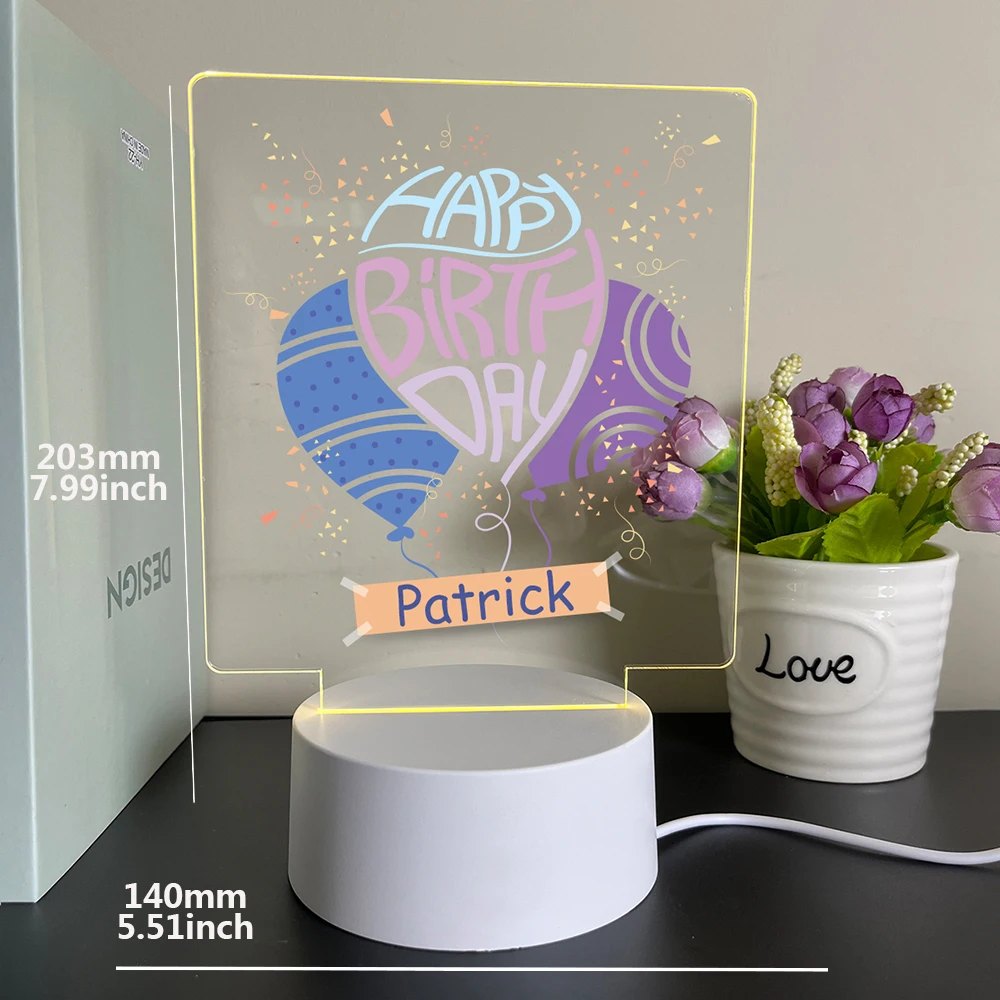 Baby name Birth Day 3d Illusion Night Lamp With Kids Name Boys Girls Birthday Gift Acrylic Night