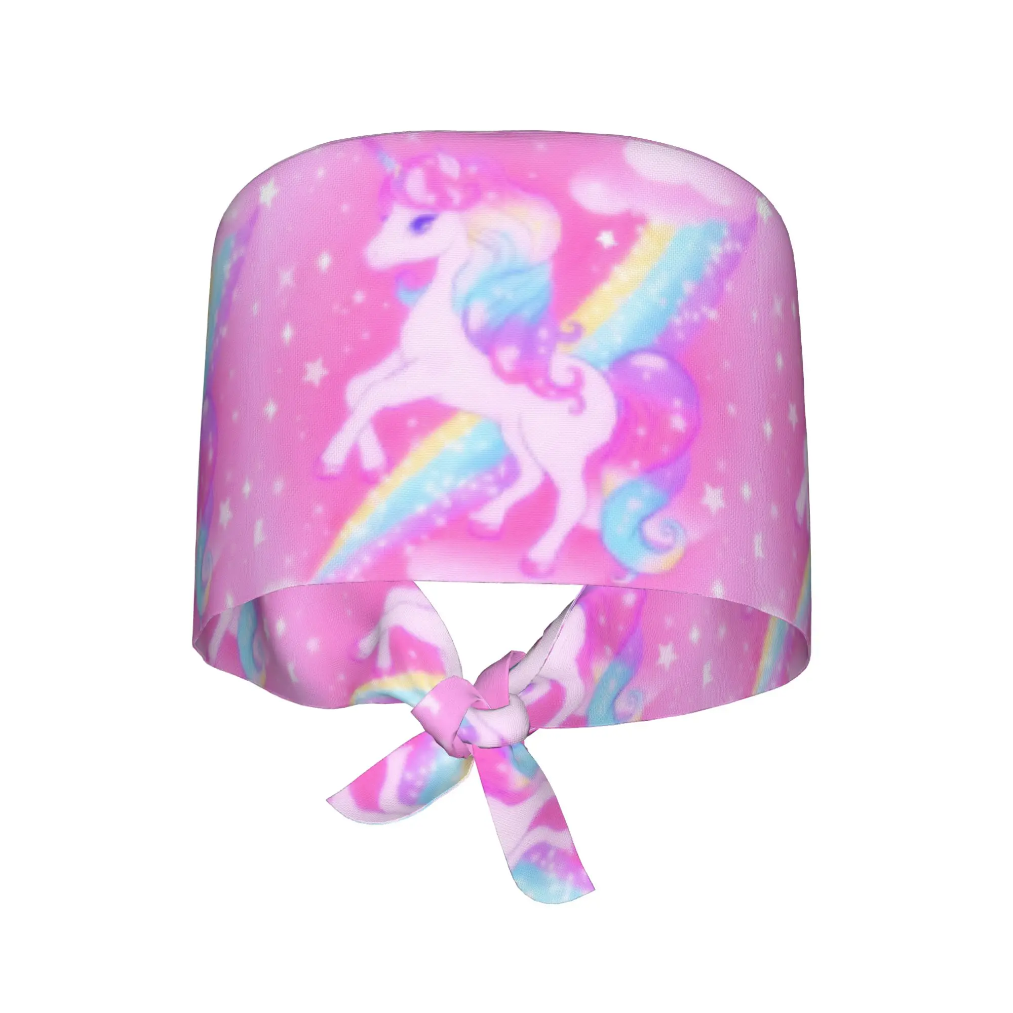Gorro de Enfermería Transpirable con Diseño de Unicornio de Ensueño, Unisex, con Patrón de Arcoíris, para Hospital y Farmacia
